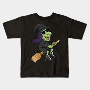 Cool Funny Halloween Witch Kids T-Shirt